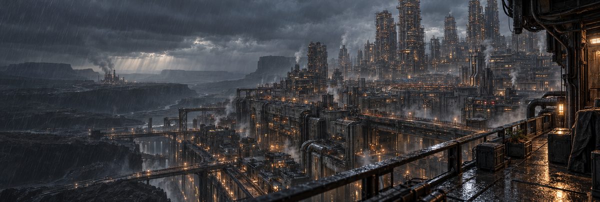 Wide view of the vertical Warrens during a storm
