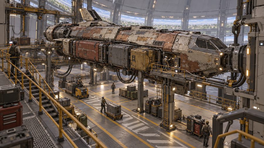 Centauri Tradewind frigate receiving cargo and owner-led repairs